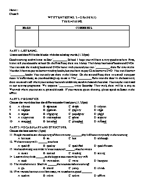2 Đề kiểm tra 45 phút số 2 môn Tiếng Anh 9 (Có đáp án)